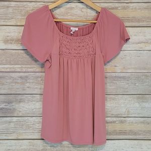 Maurices | Mauve Rose Short Sleeve Swing Top L